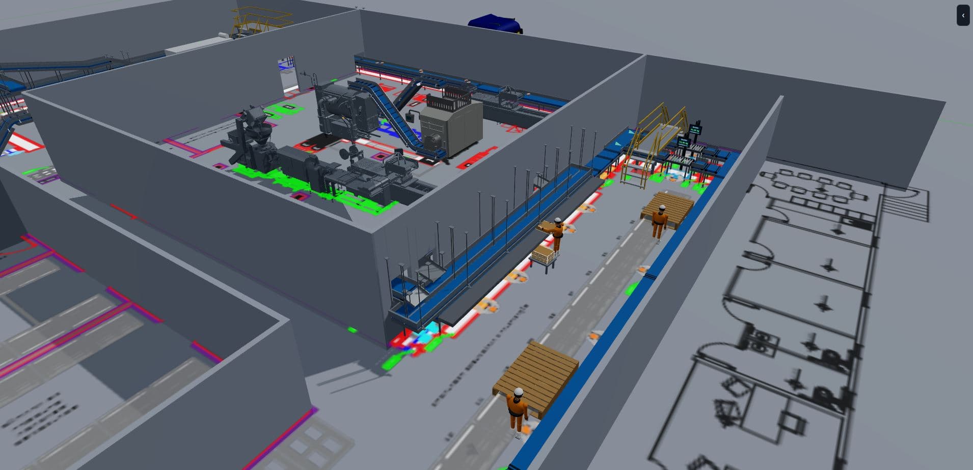 Leiaute 3D montado sobre planta importada em DXF no Horizon SIM